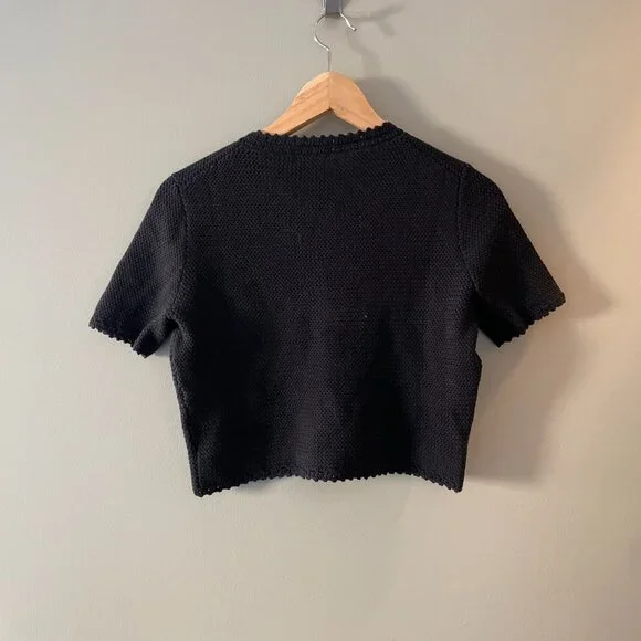 NWT J.Crew Lady Sweater Crochet Knit Jacket and Skirt Set Black Size XS - Picture 4 of 6